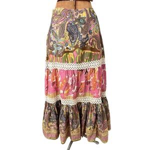 Dimri Sz M Paisley A-LIne Skirt Cotton Maxi Festival Peasant Hippie Boho Tiered